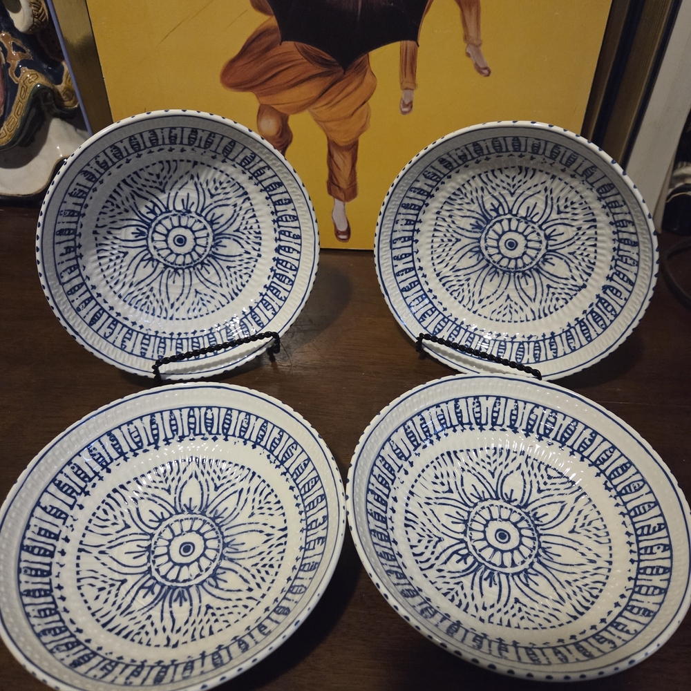 Cypress Home 7" Handpainted Stoneware Bowls, Set Of 4